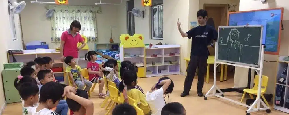 A classroom in a volunteer TEFL job.