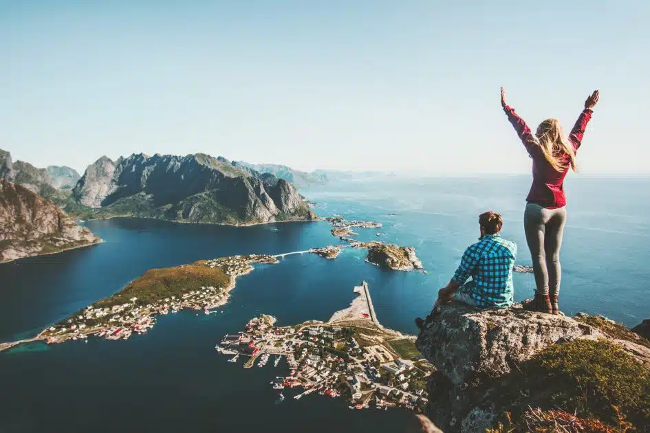 young couple travelling abroad