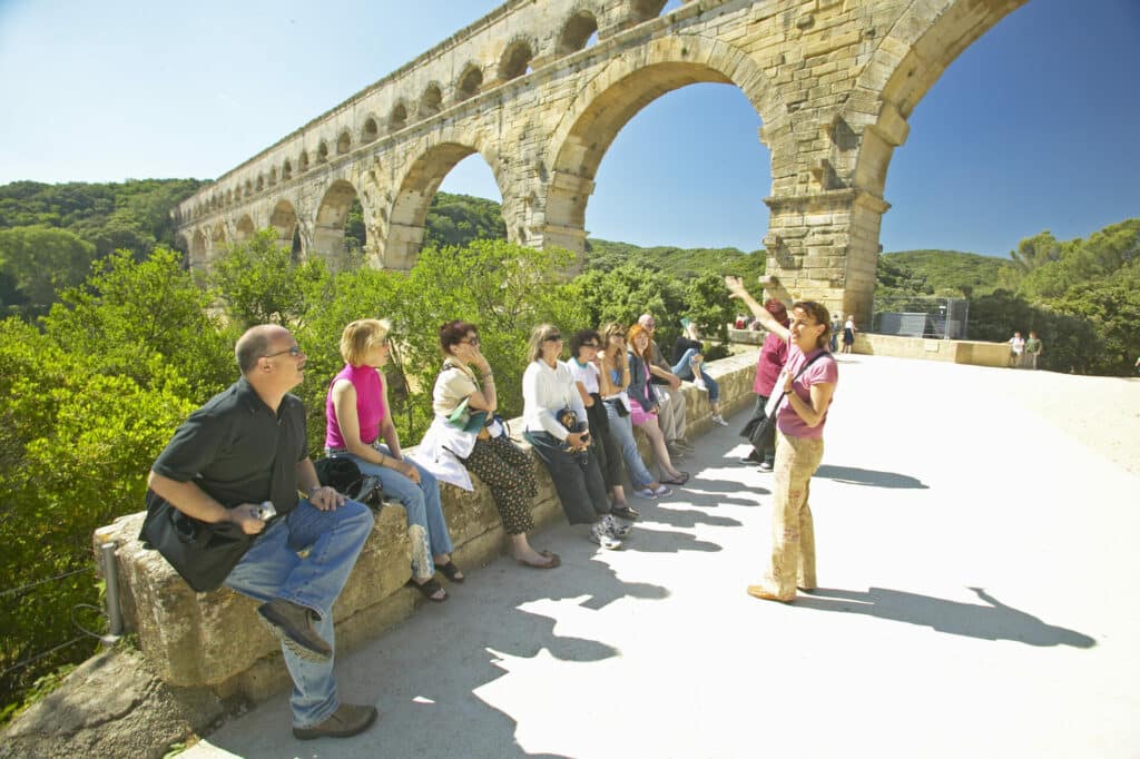tour guide and tourist group