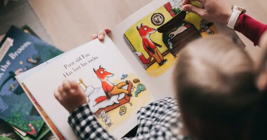 Little boy reading