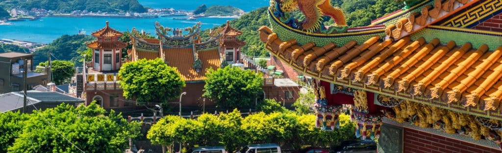 Temple at Jiufen Old Street in Taipei Taiwan