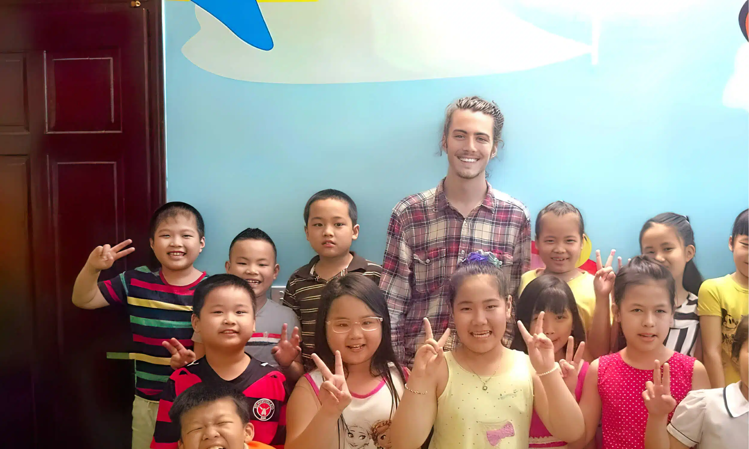 a teacher with students